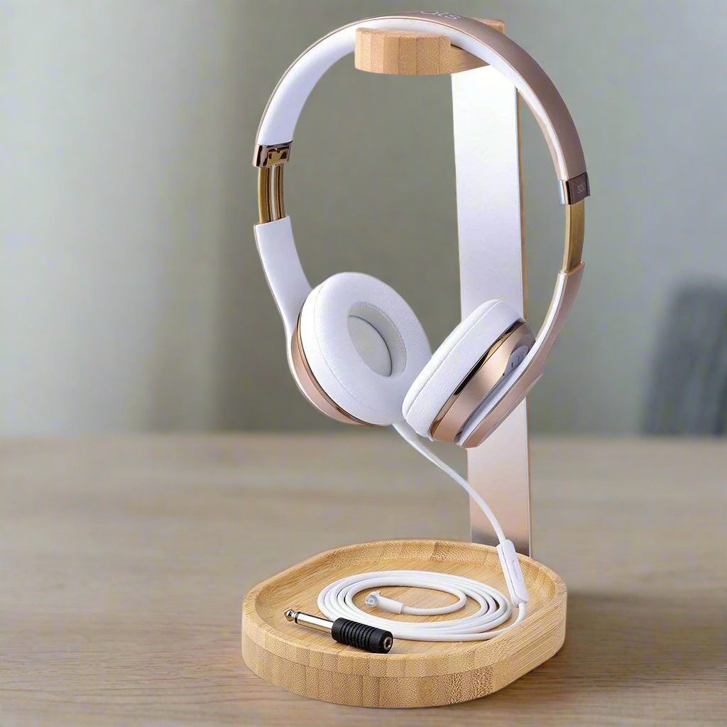 Sturdy Wooden & Aluminum Headphone Stand